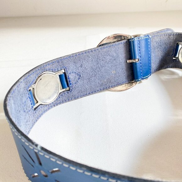 Vintage Leather Rhinestone Unique Western Wide Thick Boho Belt M - Picture 7 of 8